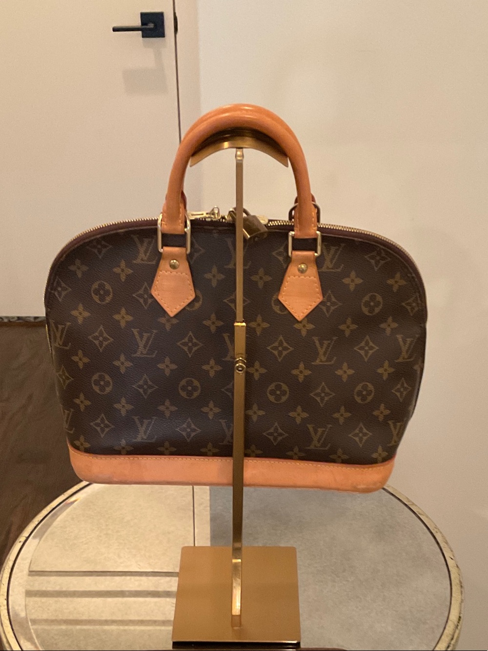 Louis Vuitton Monogram Alma PM Satchel - Brown with Tan Trim - Picture 4 of 10